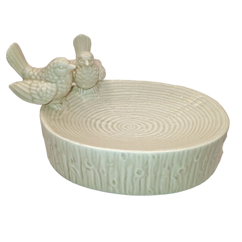 Vintage Fitz & Floyd Ceramic Love Birds Trinket Soap Dish Beige 1978 Japan
